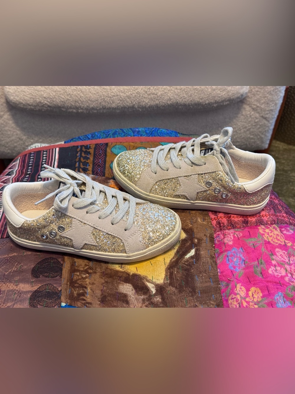 Vintage Havana - Glitter Star Low-Top Sneakers - Gold - Picture 5 of 5